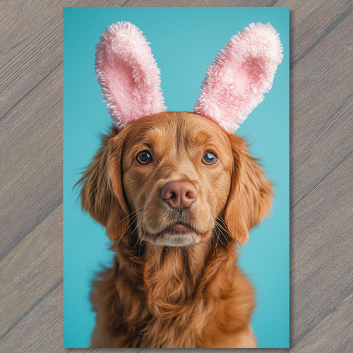 Sticker golden retriever - retriever, bunny