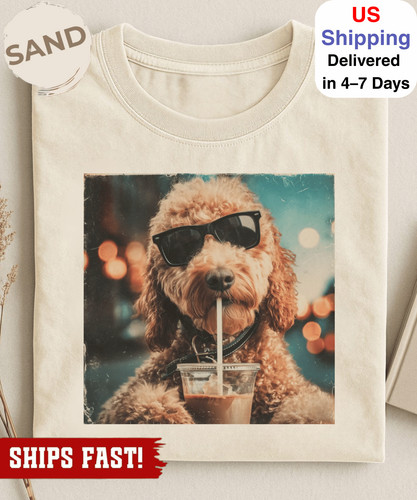 Cute goldendoodle drinking - goldendoodle,