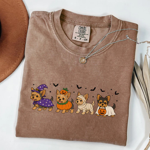 Cute yorkie halloween dog mom - halloween,