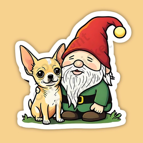 Gnome with chihuahua - with,