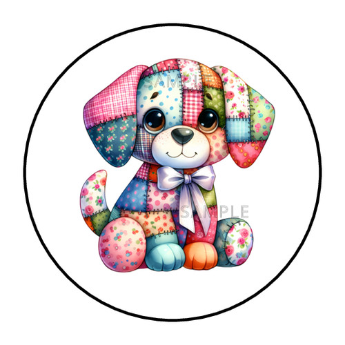 Cute patchwork dog stickers - cute,
