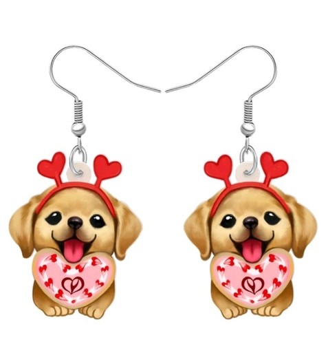 Cute dog earrings golden - earrings,